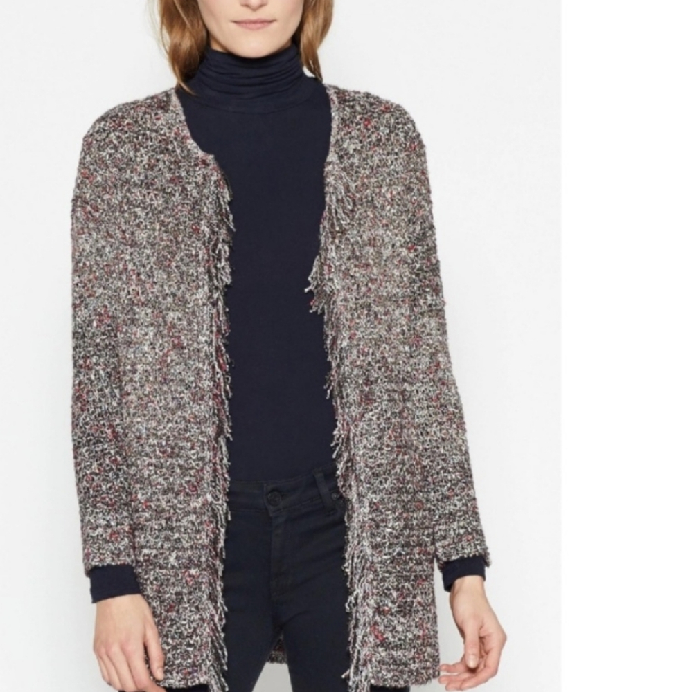 Joie Oversized Fringed Boho Open Front Chunky Cardigan Sweater XXS